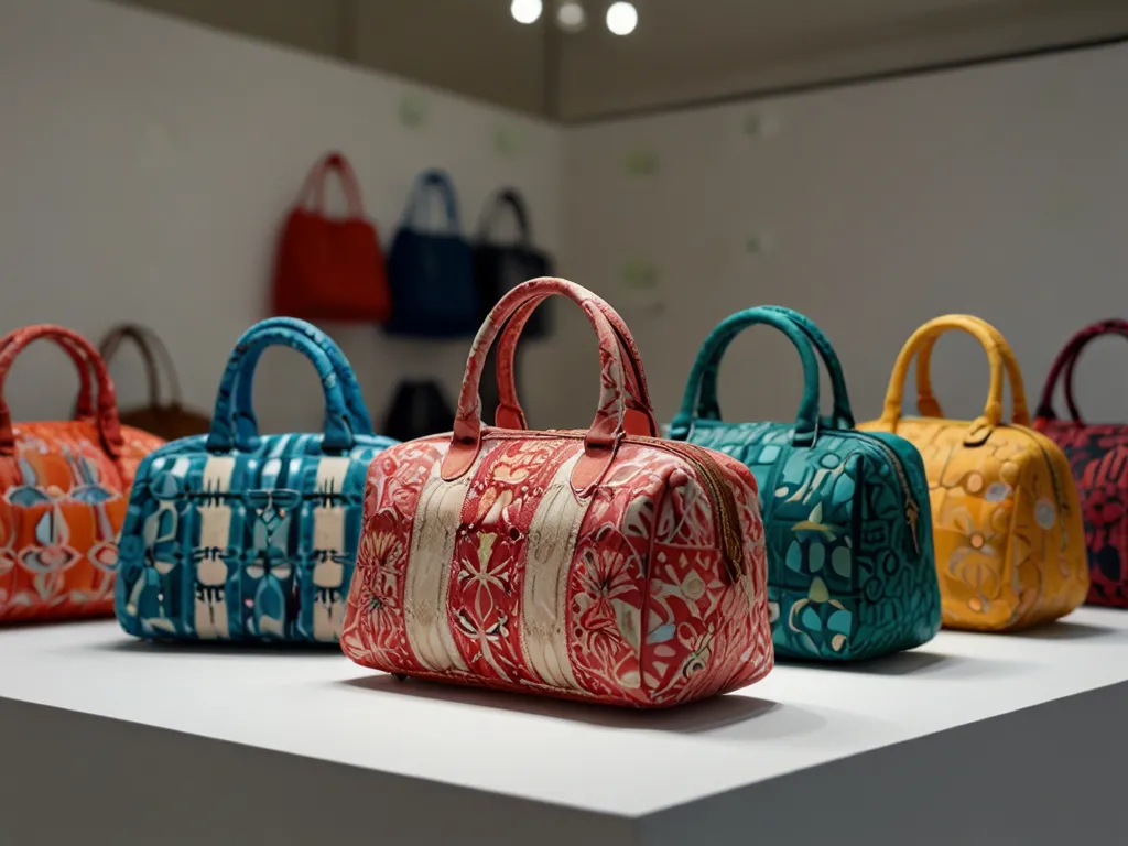 Verschillende textiel tas modellen op display