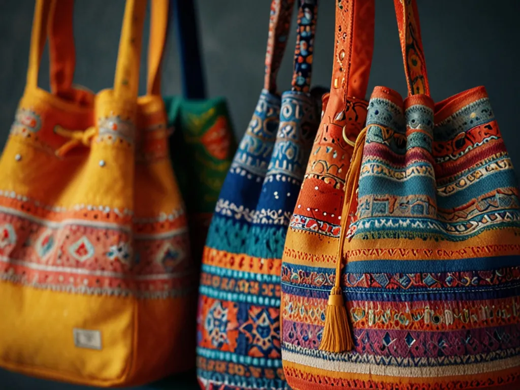 Kleurrijke textiel tas collectie